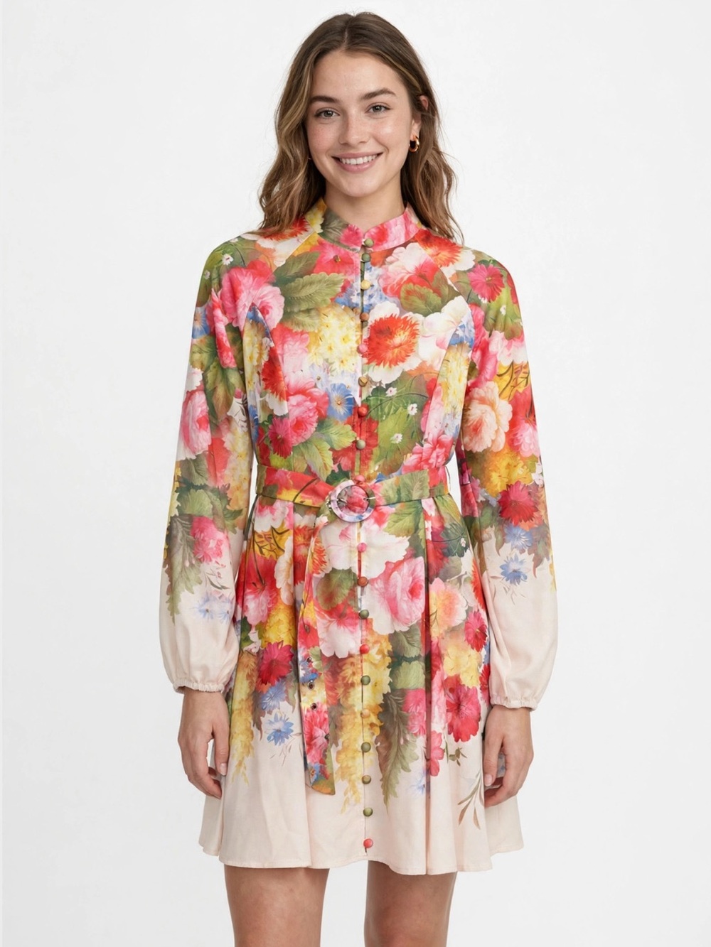 Dalia MacPhee || Floral Belted Mini Dress Floral Zimmermann - Look Cream M NWT